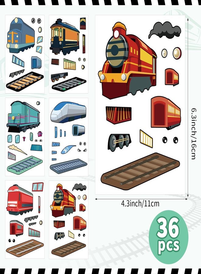 Lemicin 36Pcs Make A Train Stickers for Kids Create Your Own Steam Freight Bullet Trolley Trains Stickers DIY Craft Great Birthday Party Favor Rainy Day Activity for Boy Stick on Bag Books - Image 2